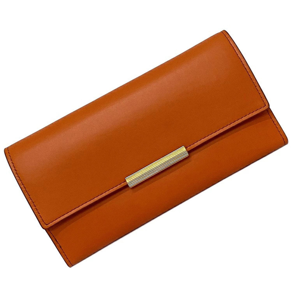Bottega Veneta Trifold Long Calfskin Wallet Orange